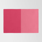 Simple Minimalist Color Block Design in Bold Bright Red and Pink Rose, Minimal Scandinavian Stripes Rug Gallery Image 2