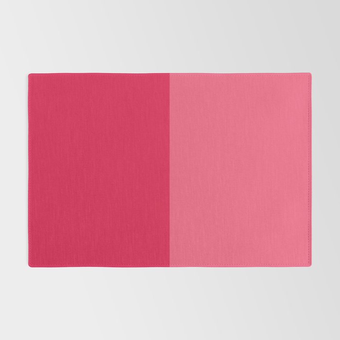 Simple Minimalist Color Block Design in Bold Bright Red and Pink Rose, Minimal Scandinavian Stripes Rug Gallery Image 2