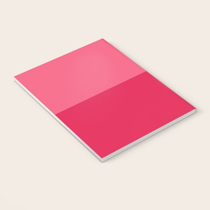 Simple Minimalist Color Block Design in Bold Bright Red and Pink Rose, Minimal Scandinavian Stripes Notebook Gallery Image 3