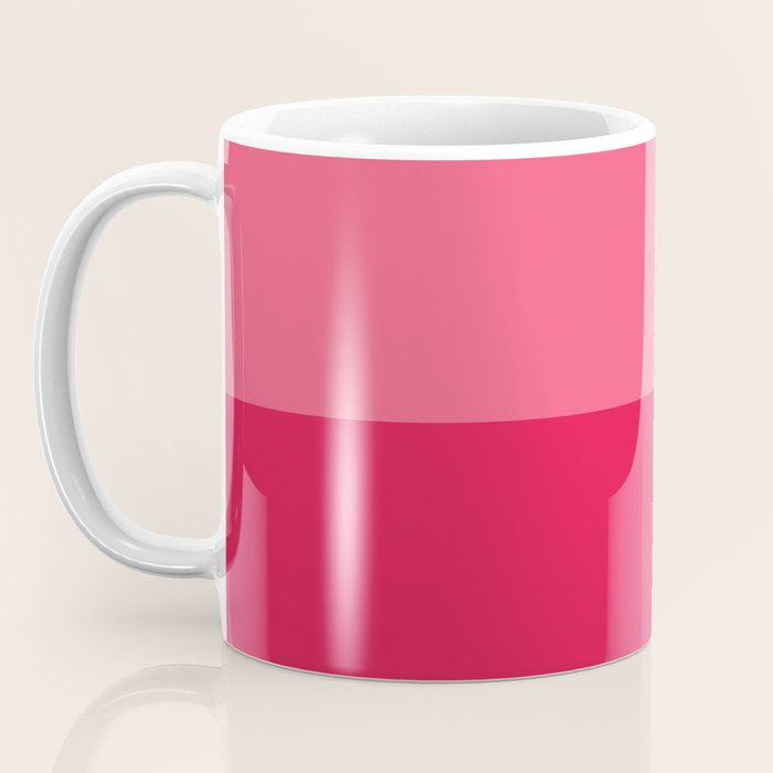 Simple Minimalist Color Block Design in Bold Bright Red and Pink Rose, Minimal Scandinavian Stripes Coffee Mug Gallery Image 3