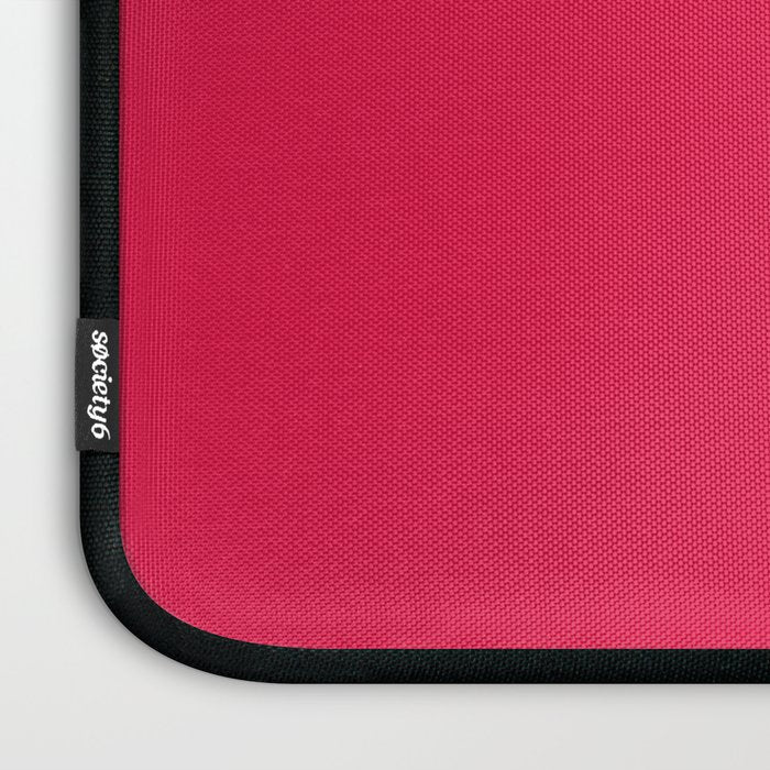 Simple Minimalist Color Block Design in Bold Bright Red and Pink Rose, Minimal Scandinavian Stripes Laptop Sleeve Gallery Image 3
