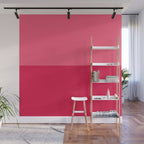 Simple Minimalist Color Block Design in Bold Bright Red and Pink Rose, Minimal Scandinavian Stripes Wall Mural Gallery Image 1