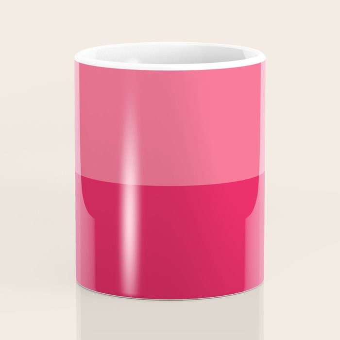 Simple Minimalist Color Block Design in Bold Bright Red and Pink Rose, Minimal Scandinavian Stripes Coffee Mug Gallery Image 4