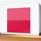 Simple Minimalist Color Block Design in Bold Bright Red and Pink Rose, Minimal Scandinavian Stripes Wall Mural Gallery Image 2
