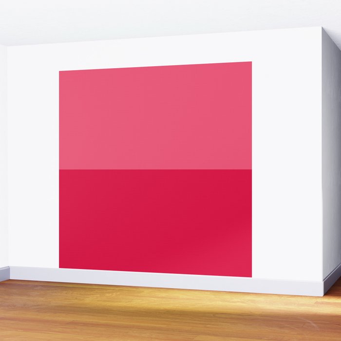 Simple Minimalist Color Block Design in Bold Bright Red and Pink Rose, Minimal Scandinavian Stripes Wall Mural Gallery Image 2