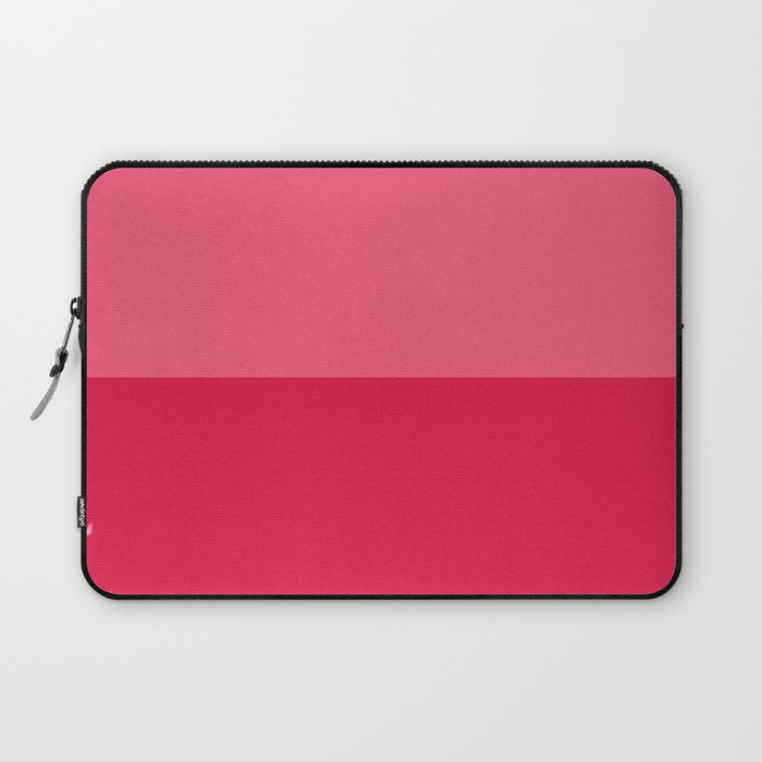 Simple Minimalist Color Block Design in Bold Bright Red and Pink Rose, Minimal Scandinavian Stripes Laptop Sleeve Gallery Image 1
