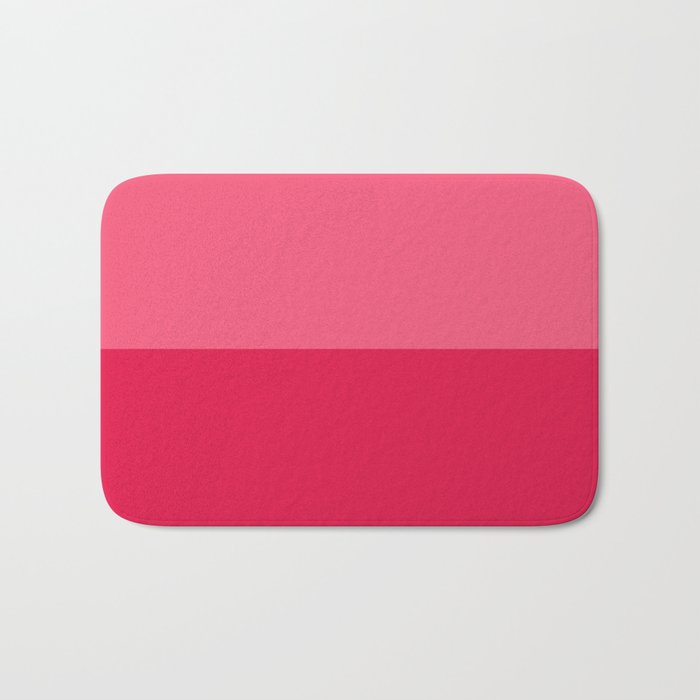 Simple Minimalist Color Block Design in Bold Bright Red and Pink Rose, Minimal Scandinavian Stripes Bath Mat Gallery Image 1