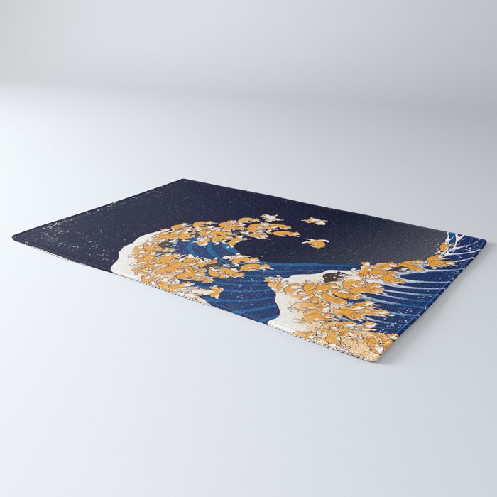 Shiba Inu The Great Wave in Night Rug Gallery Image 3