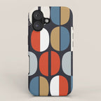 Mid century geometric pattern dark blue iPhone Case Gallery Image 1