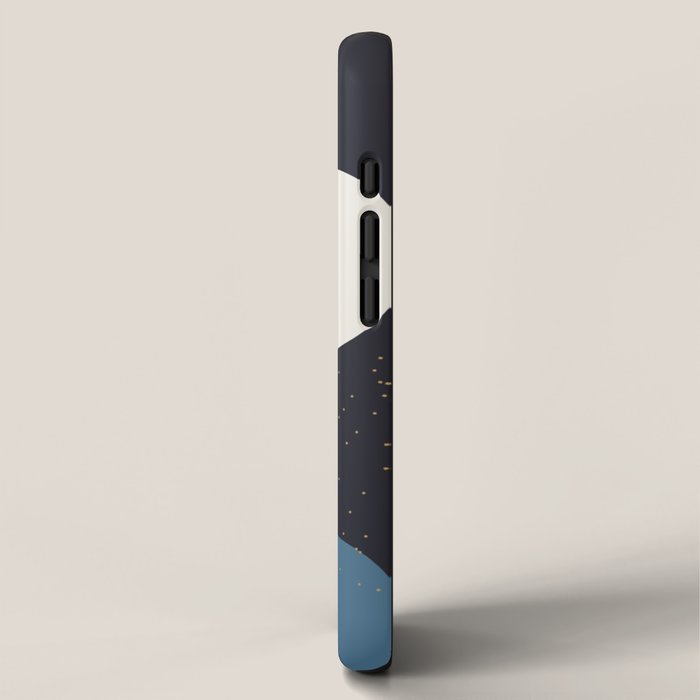 Mid century geometric pattern dark blue iPhone Case Gallery Image 2