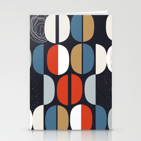 Mid century geometric pattern dark blue Stationery Card Gallery Image 2