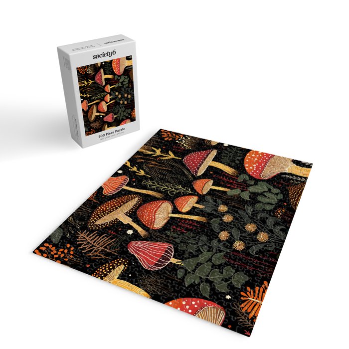 Dark Forest Magic Mushrooms Art Jigsaw Puzzle Gallery Image 2