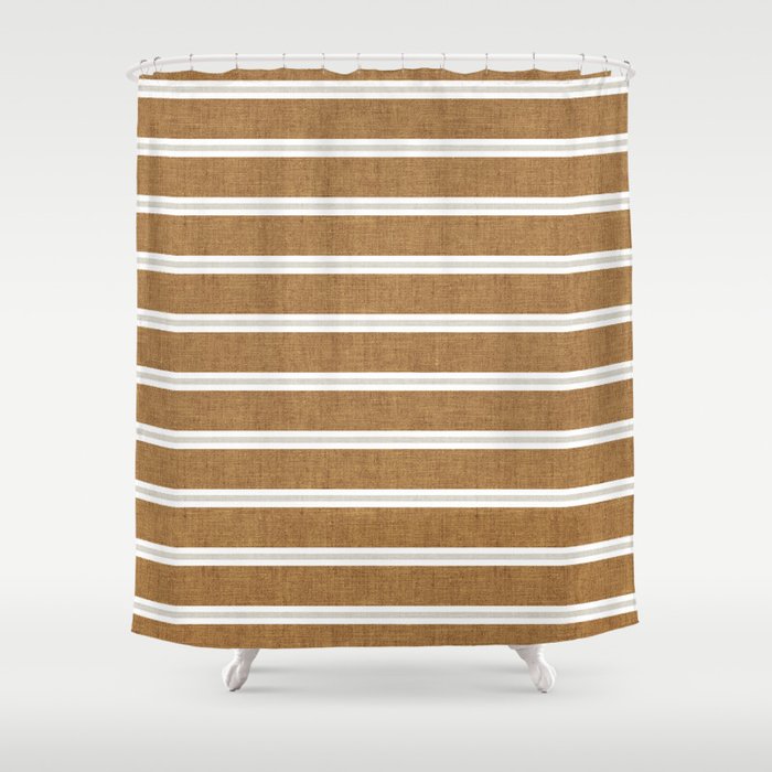 Cadence stripes - rust and beige stripes Shower Curtain Gallery Image 1