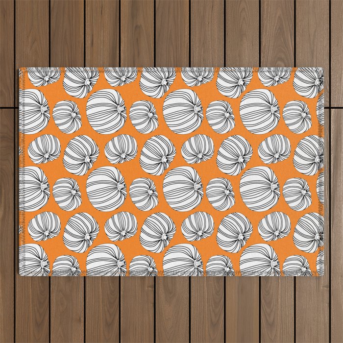 Autumn pumpkin vegetable art pattern Outdoor Rug Gallery Image 1