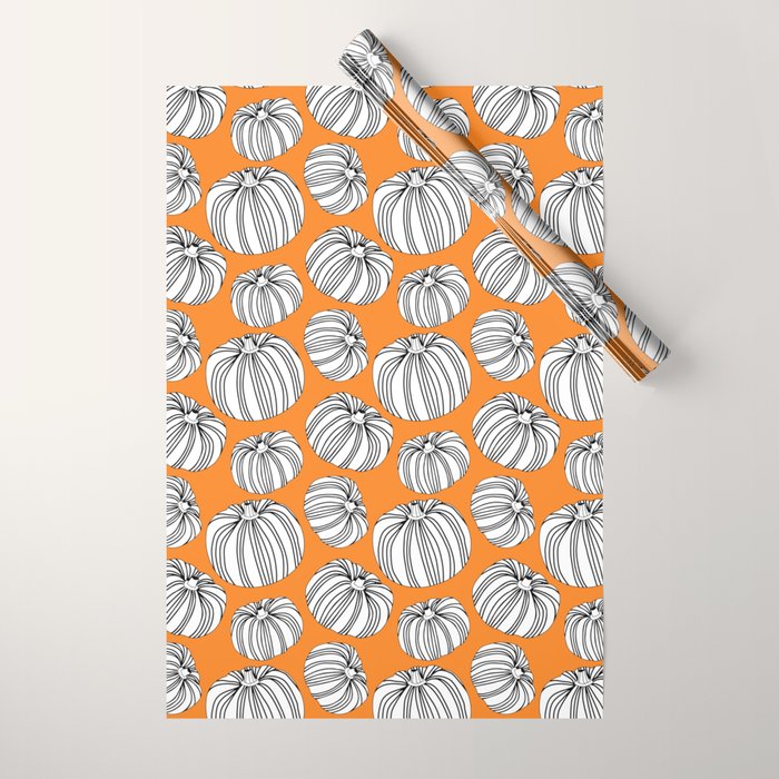 Autumn pumpkin vegetable art pattern Wrapping Paper Gallery Image 1