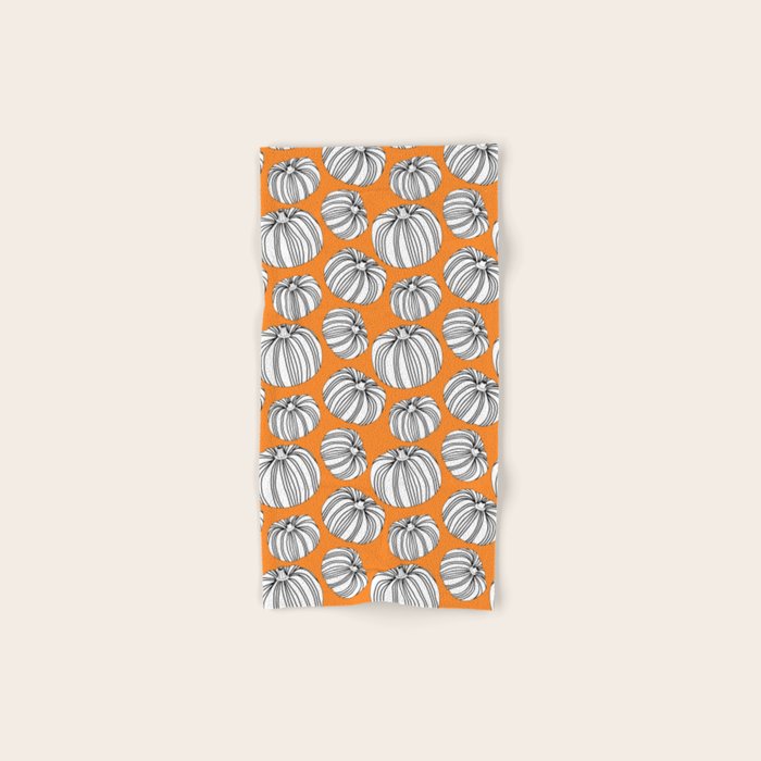Autumn pumpkin vegetable art pattern Bath Towel Gallery Image 1