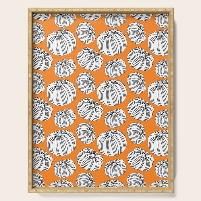 Autumn pumpkin vegetable art pattern Serving Tray Gallery Image 1