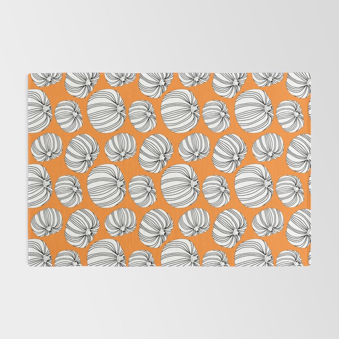 Autumn pumpkin vegetable art pattern Rug Gallery Image 2