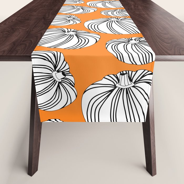 Autumn pumpkin vegetable art pattern Table Runner Gallery Image 1