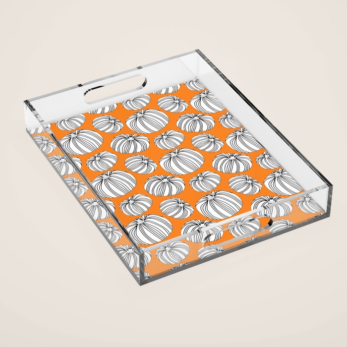 Autumn pumpkin vegetable art pattern Acrylic Tray Gallery Image 1