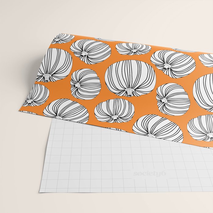 Autumn pumpkin vegetable art pattern Wrapping Paper Gallery Image 2
