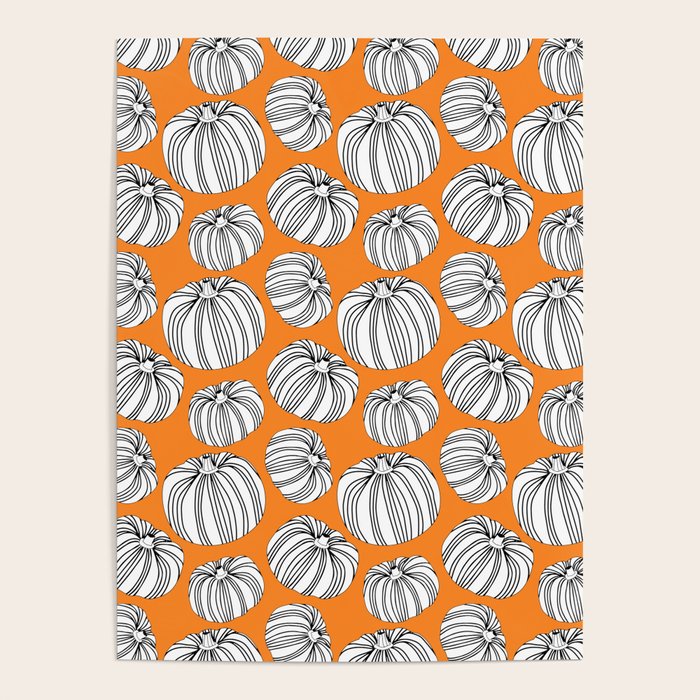 Autumn pumpkin vegetable art pattern Poster Gallery Image 1