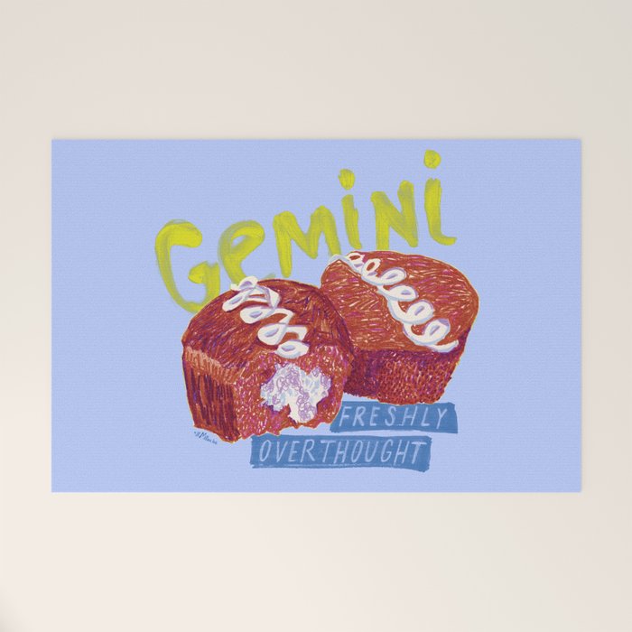 Gemini Twins in Lavender & Blue | Zodiac Series Welcome Mat Gallery Image 1