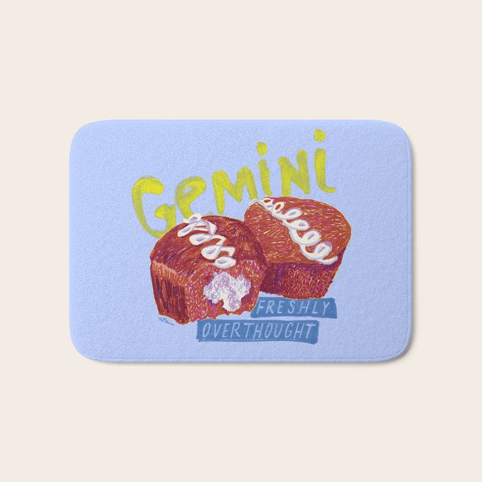 Gemini Twins in Lavender & Blue | Zodiac Series Bath Mat Gallery Image 1