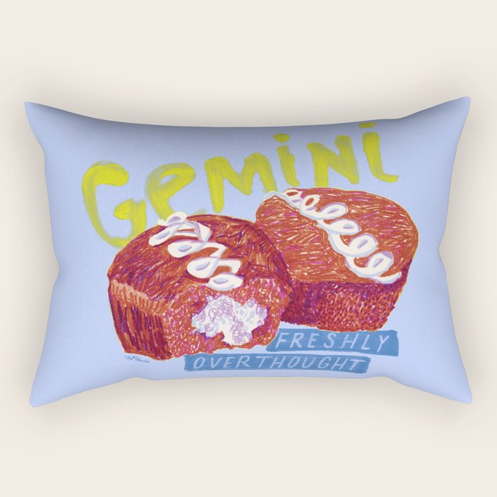 Gemini Twins in Lavender & Blue | Zodiac Series Rectangular Pillow Gallery Image 1