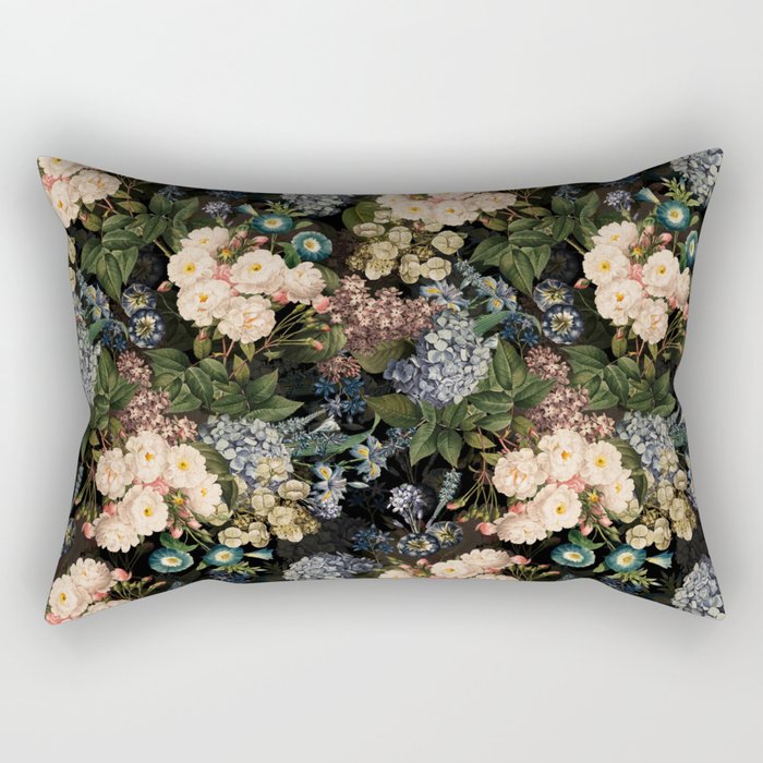 Mystic Vintage Midnight Rose Garden Rectangular Pillow Gallery Image 1