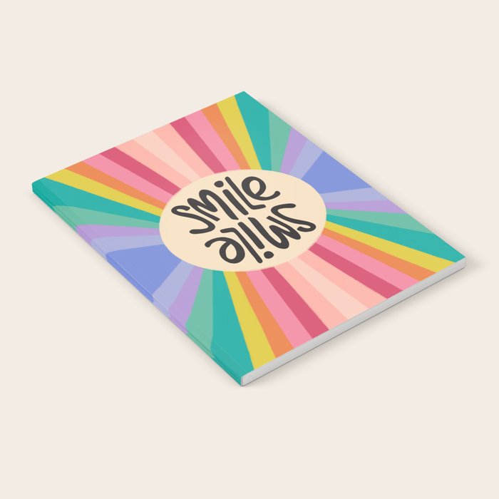 Smile - 70s Retro Sun Rainbow  Notebook Gallery Image 1