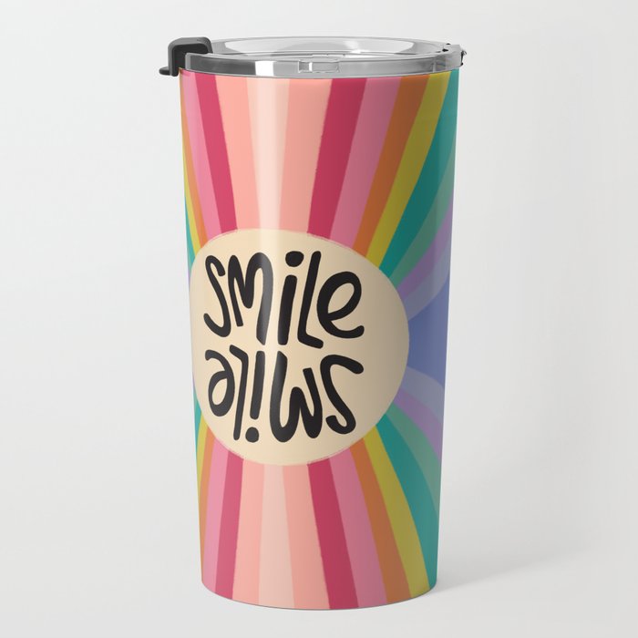 Smile - 70s Retro Sun Rainbow  Travel Mug Gallery Image 3