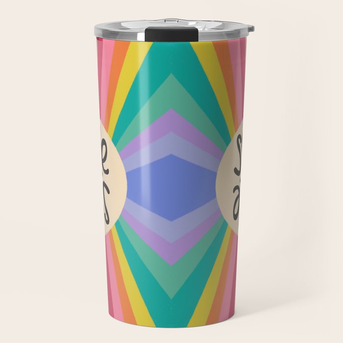 Smile - 70s Retro Sun Rainbow  Travel Mug Gallery Image 1