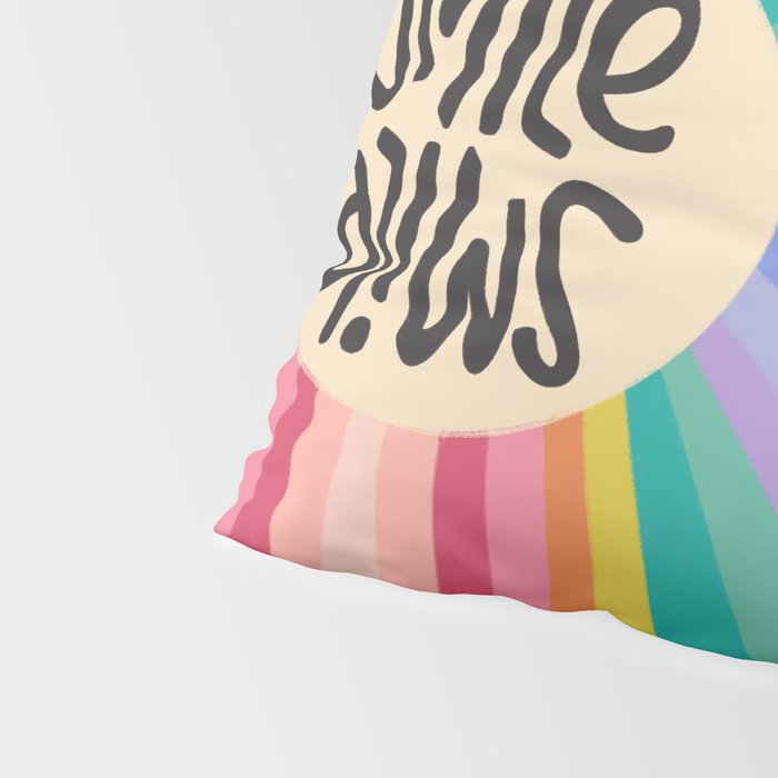 Smile - 70s Retro Sun Rainbow  Pillow Sham Gallery Image 4