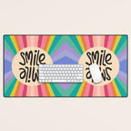 Smile - 70s Retro Sun Rainbow  Desk Mat Gallery Image 1