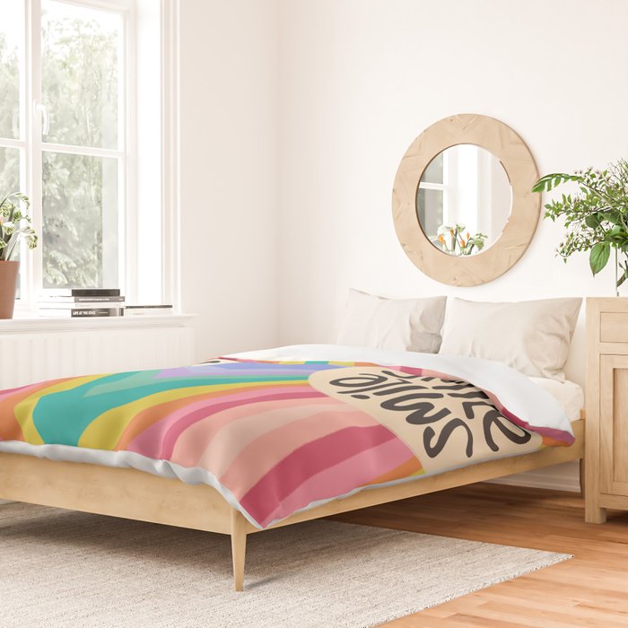 Smile - 70s Retro Sun Rainbow  Duvet Cover Gallery Image 2