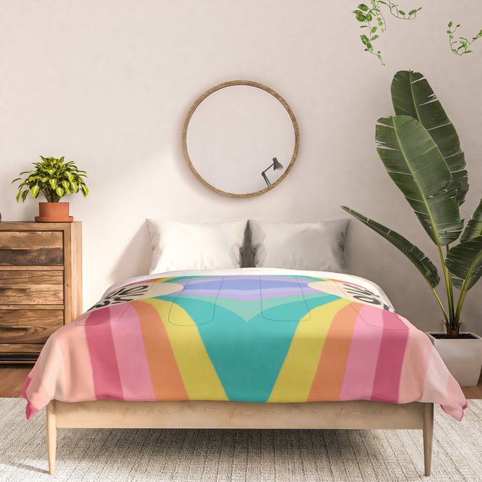 Smile - 70s Retro Sun Rainbow  Comforter Gallery Image 3