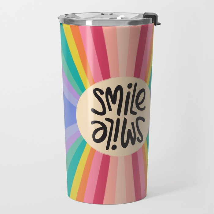 Smile - 70s Retro Sun Rainbow  Travel Mug Gallery Image 2