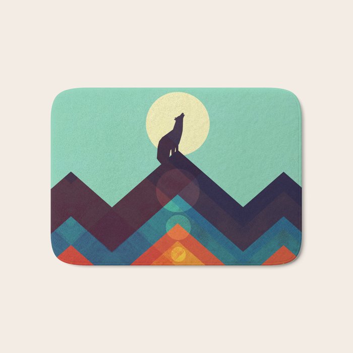 Howling Wild Wolf Bath Mat Gallery Image 1