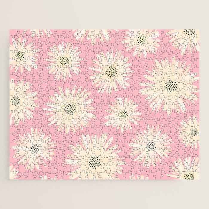 Playful Pink Floral Jigsaw Puzzle Gallery Image 1
