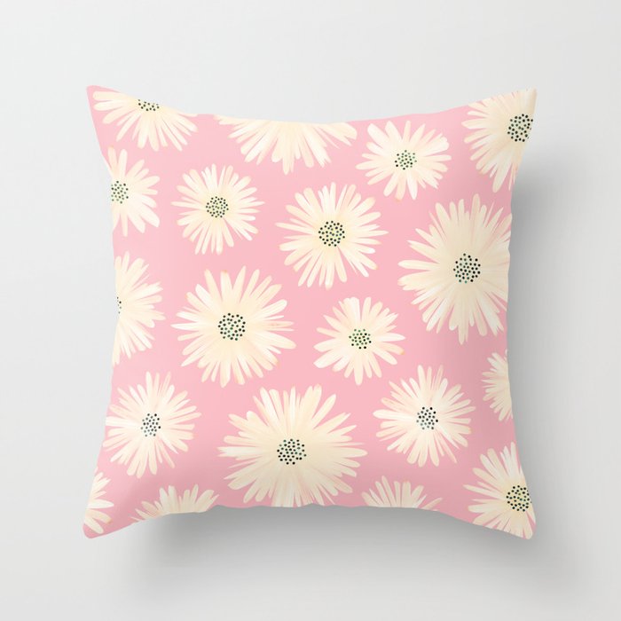 Playful Pink Floral Throw Pillow Gallery Image 6