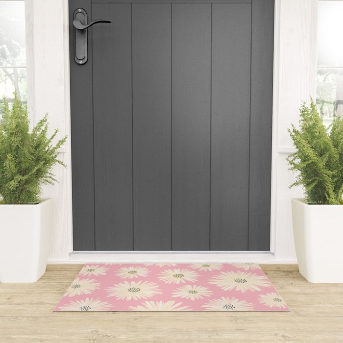 Playful Pink Floral Welcome Mat Gallery Image 3