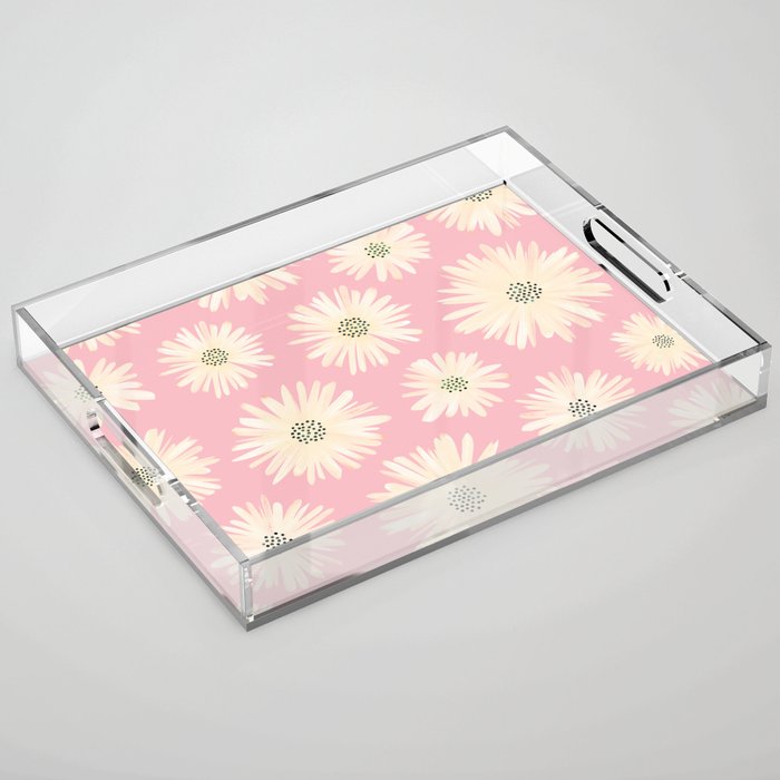 Playful Pink Floral Acrylic Tray Gallery Image 1