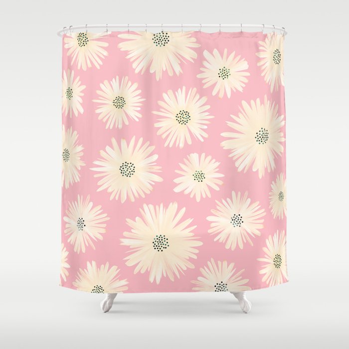 Playful Pink Floral Shower Curtain Gallery Image 1