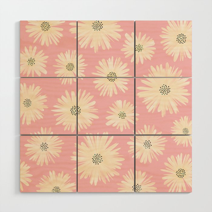 Playful Pink Floral Wood Wall Art Gallery Image 1