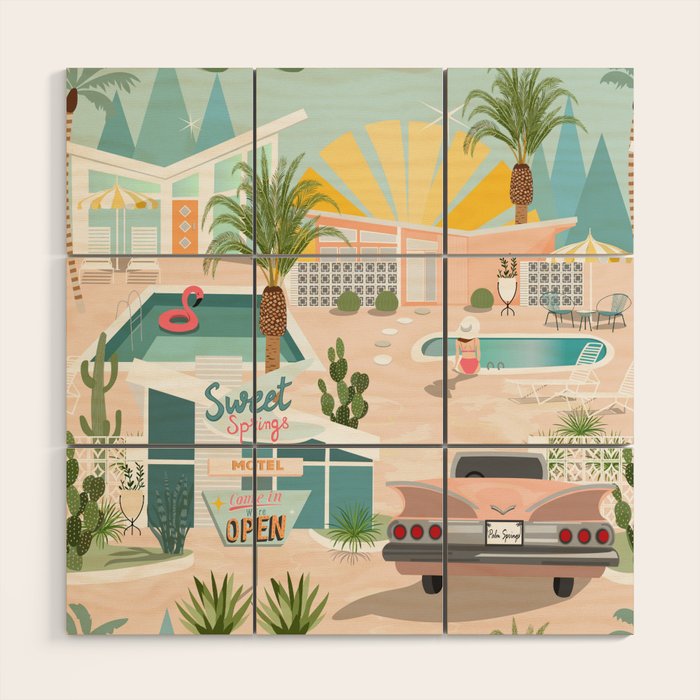 Retro Palm Springs III Wood Wall Art Gallery Image 1