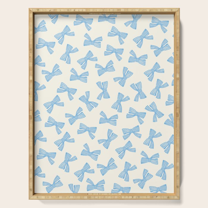 Blue Stripe Bow Ribbon  Serving Tray Gallery Image 1