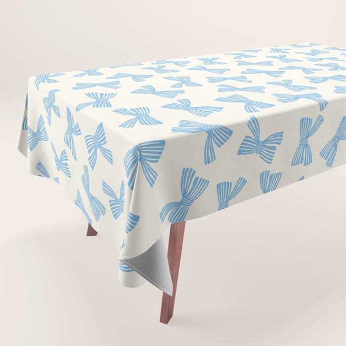 Blue Stripe Bow Ribbon  Tablecloth Gallery Image 1