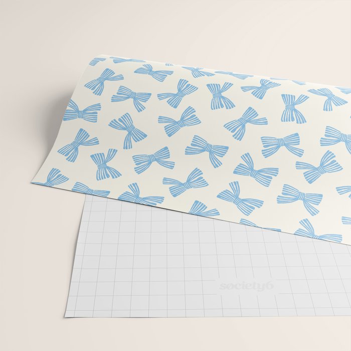Blue Stripe Bow Ribbon  Wrapping Paper Gallery Image 2