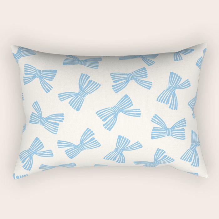Blue Stripe Bow Ribbon  Rectangular Pillow Gallery Image 1